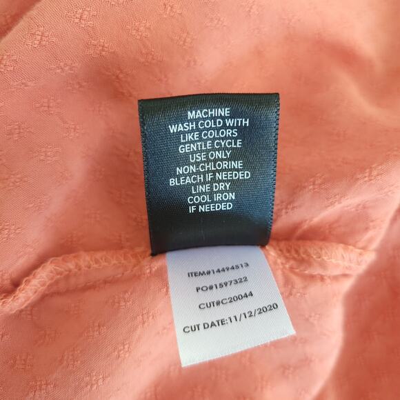 Torrid Coral Dobby Peasant Blouse Popover Rayon Tie Neck 2 - Picture 10 of 11